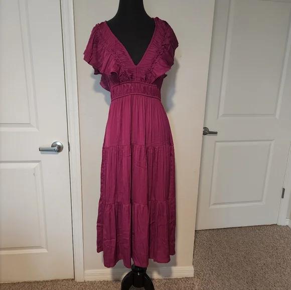 Anthropologie Deep Red Midi Dress - Picture 5 of 12
